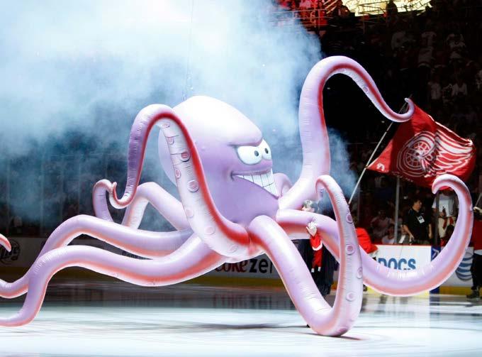 To win the Cup, a team had to win two best-ofseven series (eight games in total). During one game, two Detroit fans threw the body of a dead octopus onto the ice eight legs for eight needed wins.