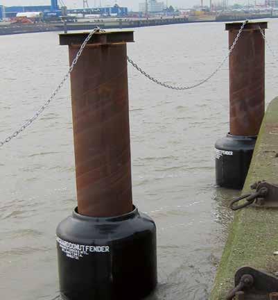 Where ships move forward or astern against fenders, a Donut Fender will reduce friction and shear forces.