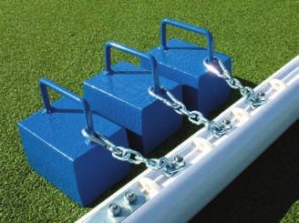 Goal Post Anchors 15 1. Counterbalance Weight Anchor G S Comprises of a 17kg Handbag style weight complete with chain, carbine clip and a 'U' type bracket to fit up to 34mm diameter back tubes.
