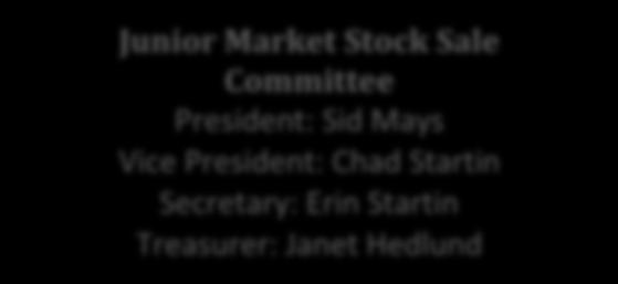 Junior Market Stock Sale Committee President: Sid Mays Vice President: Chad Startin Secretary: Erin Startin Treasurer: Janet Hedlund The Palouse Empire Junior Market Stock Sale is sponsored by the
