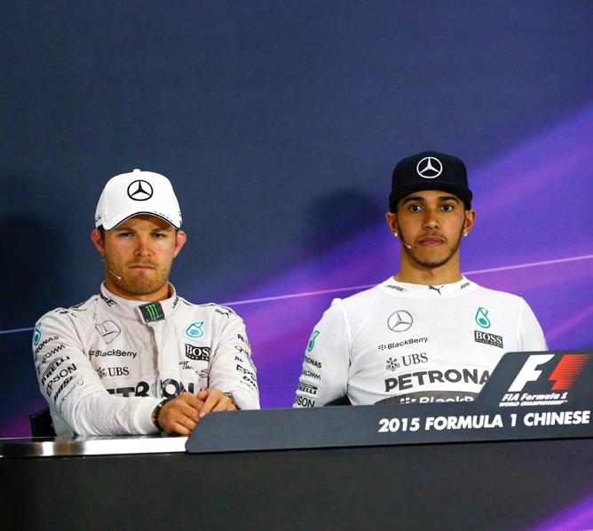 Tension at the top It was a tense post-race press conference in China as a fiesty Nico Rosberg accused race winner Lewis Hamilton of compromising his race, reigniting the rivalry that grew between