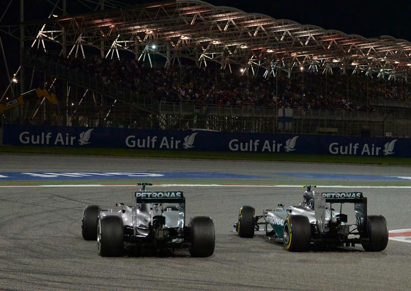 Wheel to wheel the Mercedes duo of Nico Rosberg and Lewis Hamilton battled