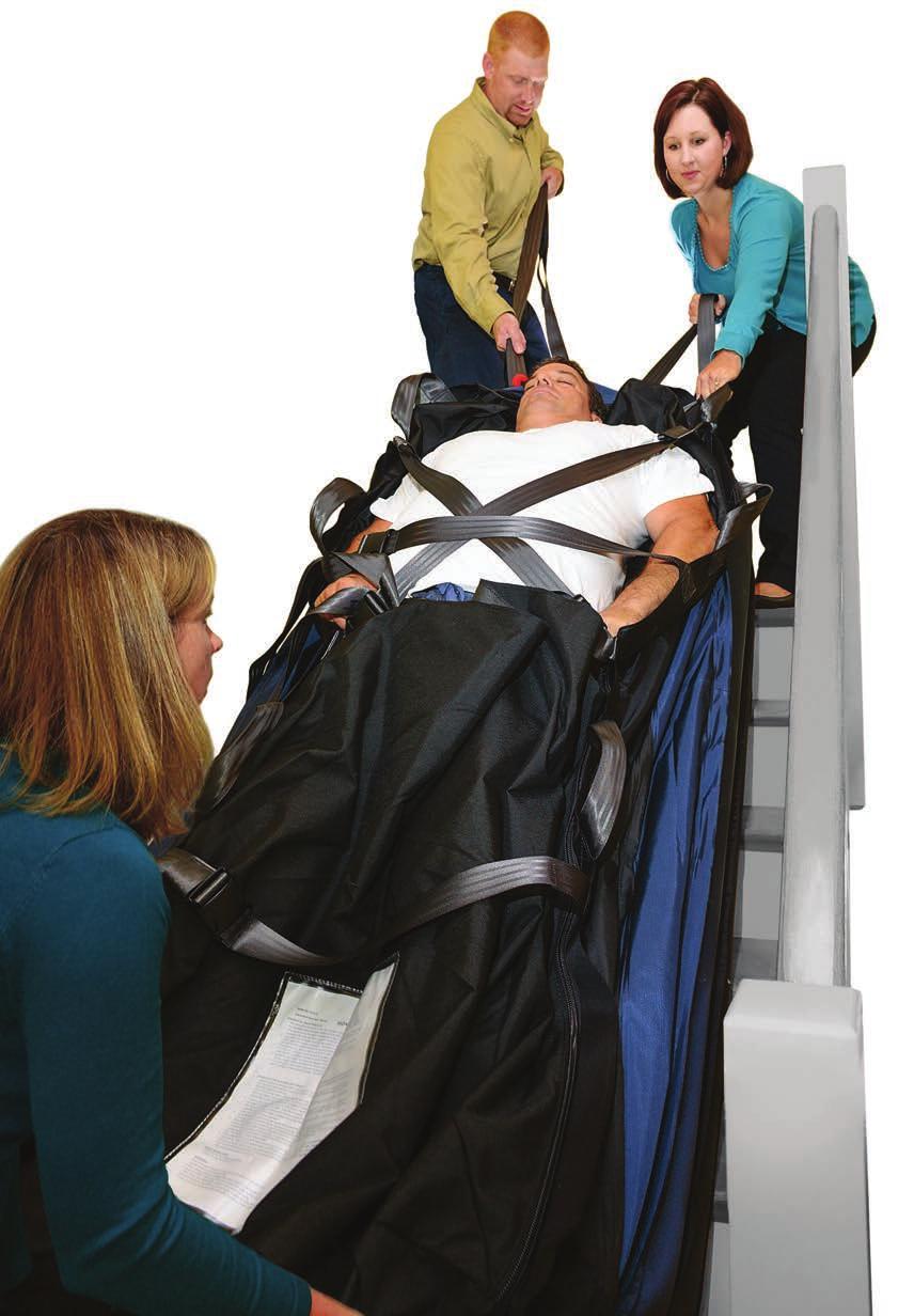 The Teflon coated bottom allows caregivers to effectively transport the Evacuation HoverJack device across rough surfaces and down stairwells.
