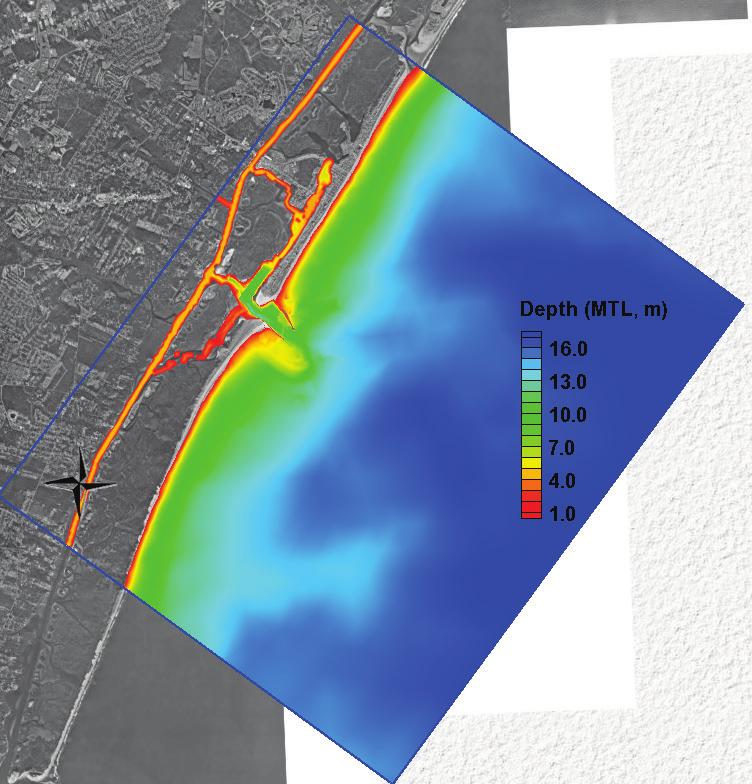 ERDC/CHL TR-17-13 16 Figure 6. CMS-Wave grid bathymetry. The CMS-Wave model was forced with directional wave spectra at the offshore grid boundary.