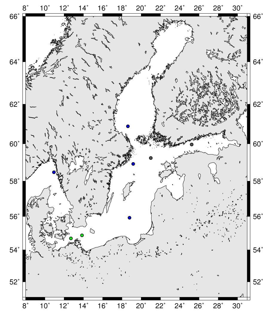 Figure 1. The position of wave measuring sites in 2010.