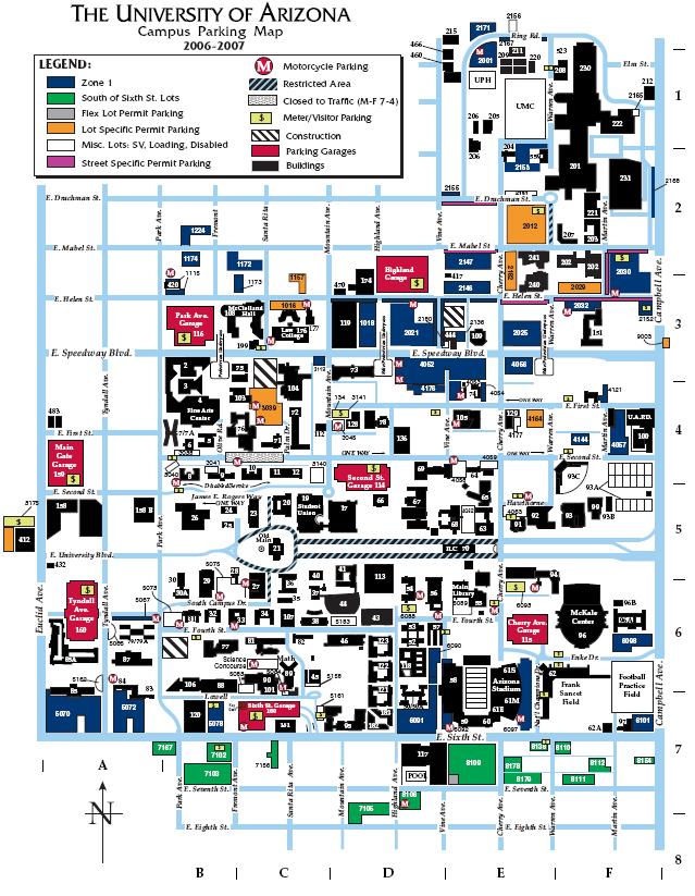 Exhibit 3-36 UA PARKING LOT LAYOUT MAP Source: University of Arizona Parking