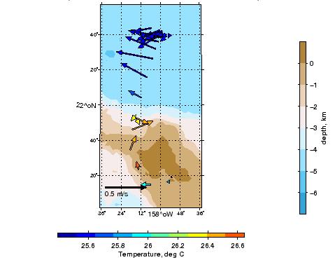 regional synthesis bathymetry (http://www.soest.hawaii.edu/hmrg/multibeam/index.html). The nominal WHOTS mooring design was for a depth of 4700 m ±100 m.