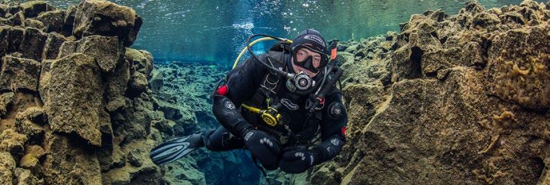 DIVING Diving in the Silfra fissure is one for the bucket list! The water in Silfra is 2 degrees C and all dives are performed in a dry suit.