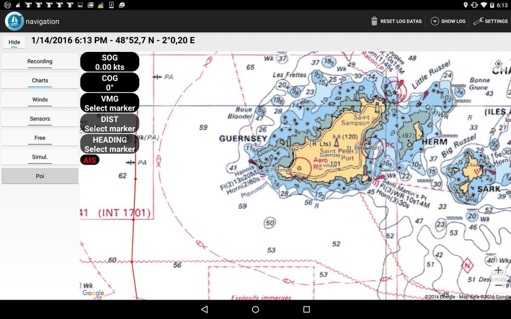 Navigation and Route Monitoring For the tablets with built-in GPS (i.e. most of the android devices), the board book menu allows to monitor your real route when at sea.