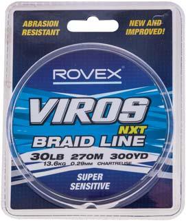 Braid Rovex D:8 is an eight carrier (strand) braid line made from high-quality Japanese HMPE fibres.
