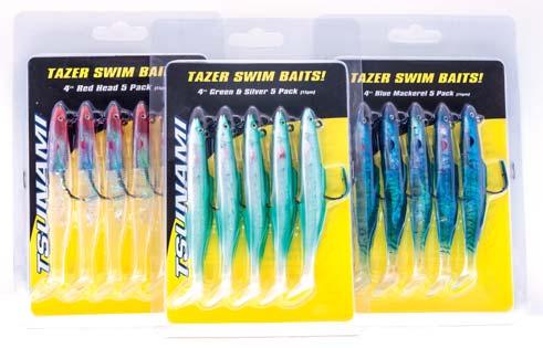 Code Colour Rigged Tazer Shad 4" (5 pack) 50974 Blue Mackerel 50975 Pearl 50976 Red Head 50977 Cheese and Tomato 50978 Green Mackerel 50979