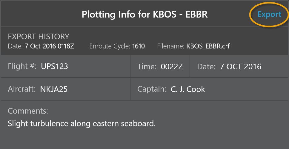 Editing the route FliteDeck Pro saves the export as a.crf file, which can be opened in FliteDeck Pro.