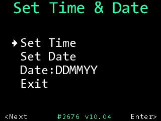 Set Time and Date Menu to set time and date.