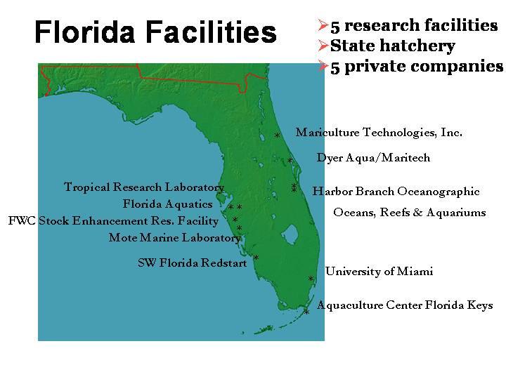 0 The Florida Oceans and Coastal Resources Council recommends: The pilot project will proceed in concert with the State of Florida s strategic plan to use aquaculture technology for marine stock