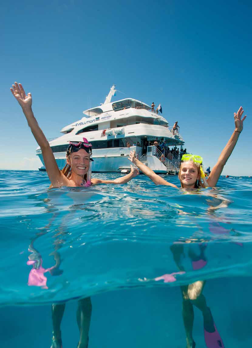 FULL DAY TOUR INCLUDES: 2 STUNNING OUTER REEF SITES LESS TRAVEL TIME (APPROX 80 MINUTES) 5 HOURS REEF TIME