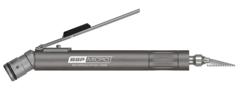 RECIPROCATING SAW PM-M14 SERIES TECHNICAL DESCRIPTION: Speed Range: 0-18,000 cpm Blade Travel: 0.100 inch (2.54 mm) Operating Pressure: 90-110 psi (6.3-7.7 kg/cm²; 6.2-7.6 Bar) Size (L x W x H): 7.