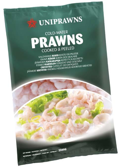 UNIPRAWNS Cooked & peeled prawns - Caught by Royal Greenland s own fleet to ensure quality in every step of the process - A healthy population caught in accordance with quotas determined by the