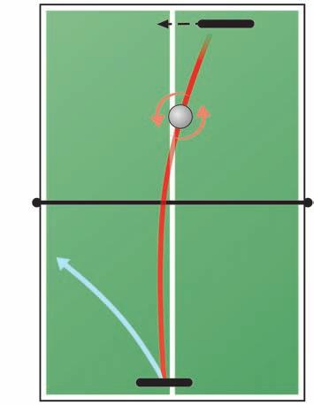 SPIN When the spin direction is reversed, the type of spin is preserved (e.g. topspin on topspin the incoming ball has topspin your ball also has topspin see figs 23 and 24).