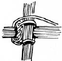 Splice an eye at the top end and seize in a thimble to lash the rope head securely. To secure the chocks, put two strands of seizing between the strands of the rope and then work a wall knot.
