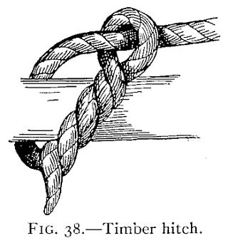 For this purpose the "Timber Hitch" (Fig. 38) is even better than the Clove hitch.
