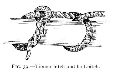 For this purpose the "Timber Hitch" (Fig. 38) is even better than the Clove hitch.