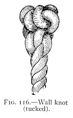 When drawn snug the ends may be trimm ed off close or they may be tucked and tapered as in the crown and will then appear as in Fig. 116.