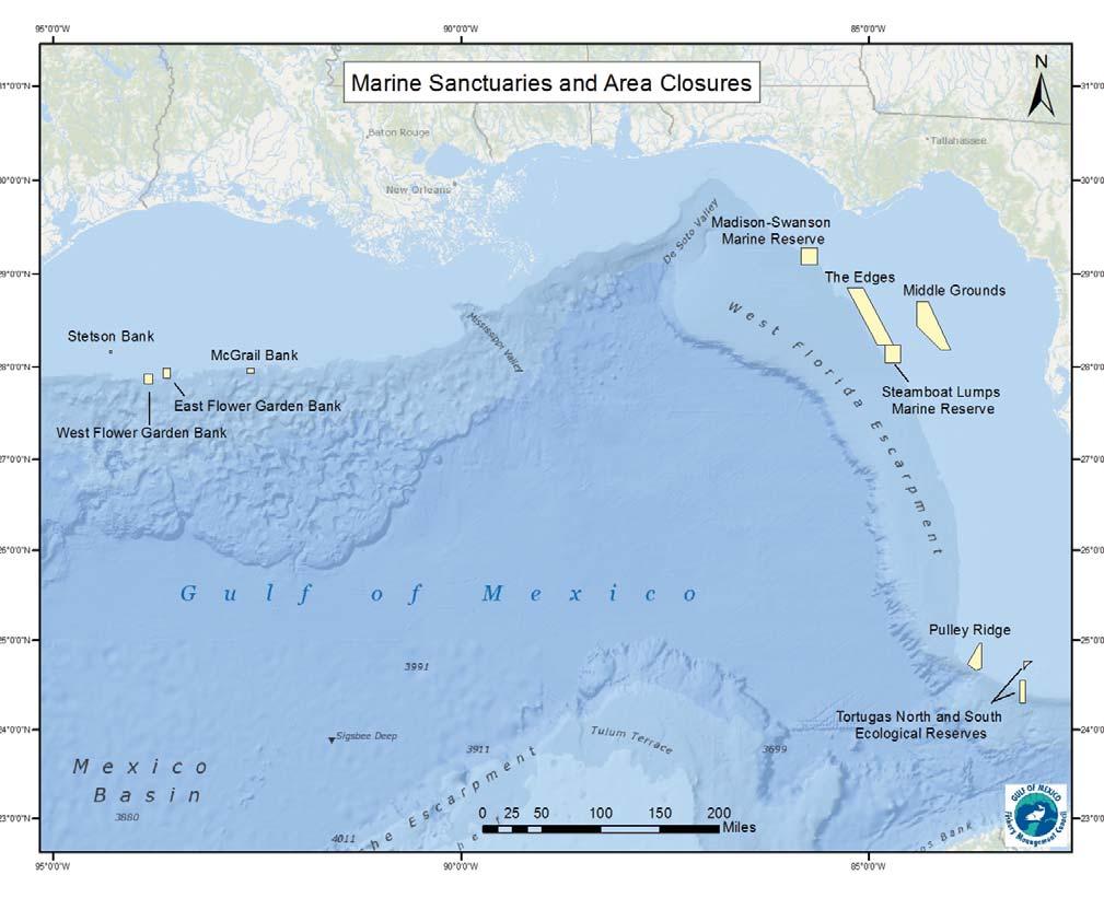 Marine Sanctuaries and Area Closures Detailed maps, coordinates, and regulations associated with each