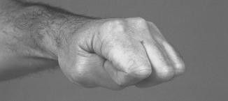 Start out as if to make a regular fist, but do not fully roll the