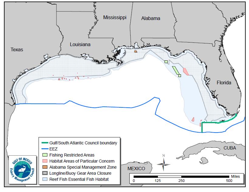 Pulley Ridge HAPC - A portion of the HAPC (2,300 nm 2 or 4,259 km 2 ) where deepwater hermatypic coral reefs are found is closed to anchoring and the use of trawling gear, bottom longlines, buoy