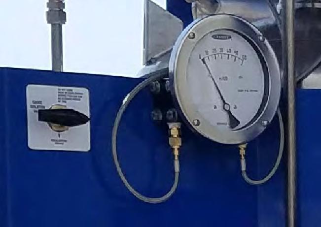 o Analog differential pressure gauge (shown in photo) to measure each cylinder s liquid level as a reference to the digital reading coming from the Rosemount transmitters into the PLC.