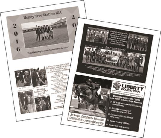 PROGRAM ADS 2018 IEA Nationals Congratulatory Ads Full Page - $300 Half Page - $150 Advertising Specifications: Full Page 7.5 wide by 10 high Half Page 7.5 wide by 4.