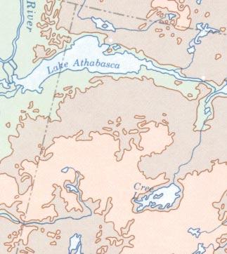 138 CHAPTER FOUR Stony Rapids and the Lake Athabasca Drainage Area URANIUM CITY SAND DUNE STONY RAPIDS 10,000 FT 7000 FT CLUFF LAKE 5000 FT 3000 FT 2000 FT 1500 FT 1000 FT 600 FT CREE LAKE 300 FT 0