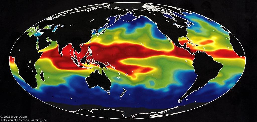 Atmospheric Water Vapor (October 1992) Tropical cyclones develop in warm, humid parts of the world with
