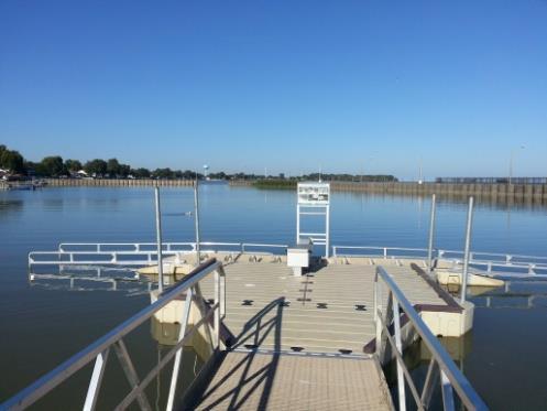 The pond is nice for beginners, heavy vegetation in the summer may make it difficult to paddle Clyde Evans Municipal Pier Assets: ADA launch,