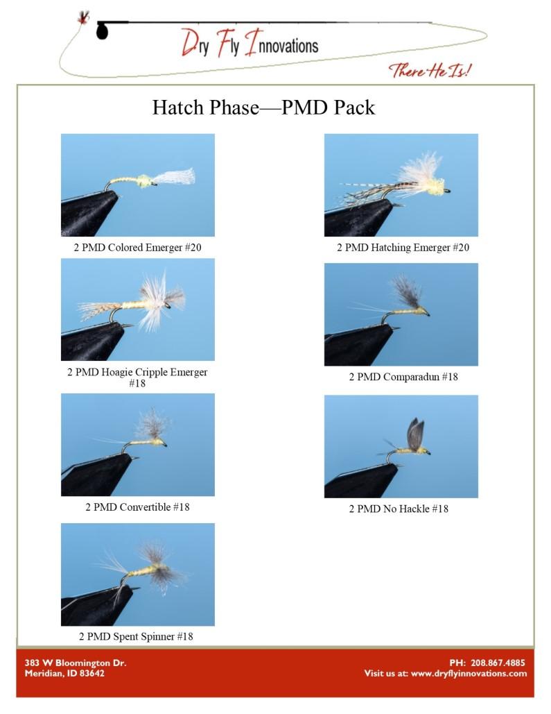 So without dry fly patterns that mimic hatch phases, you could go fishless in a field of feeding fish. DFI to the rescue with Hatch Phase Packs.