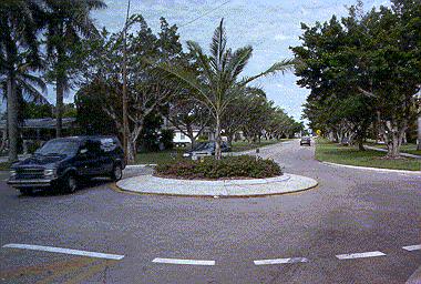 Traffic Circle Traffic circles are raised circular islands installed in an existing intersection. Traffic circles require drivers to slow down to maneuver around the circle.