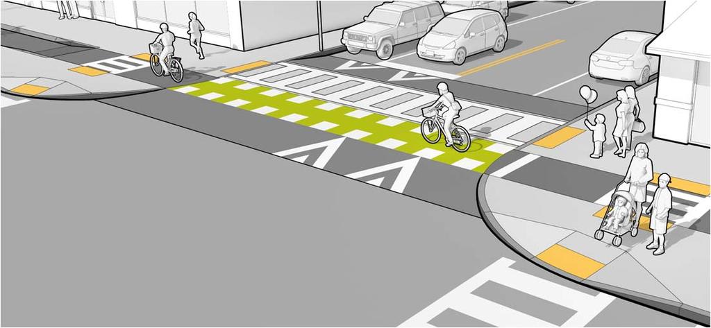 COMMUNICATING PRIORITY AT CROSSINGS Marked bicycle crossings Marked pedestrian crossings of