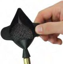 It is no longer necessary to put the funnel on the cartridge case and pour the powder in. Just pour it directly from the Funnel Pan into the case.