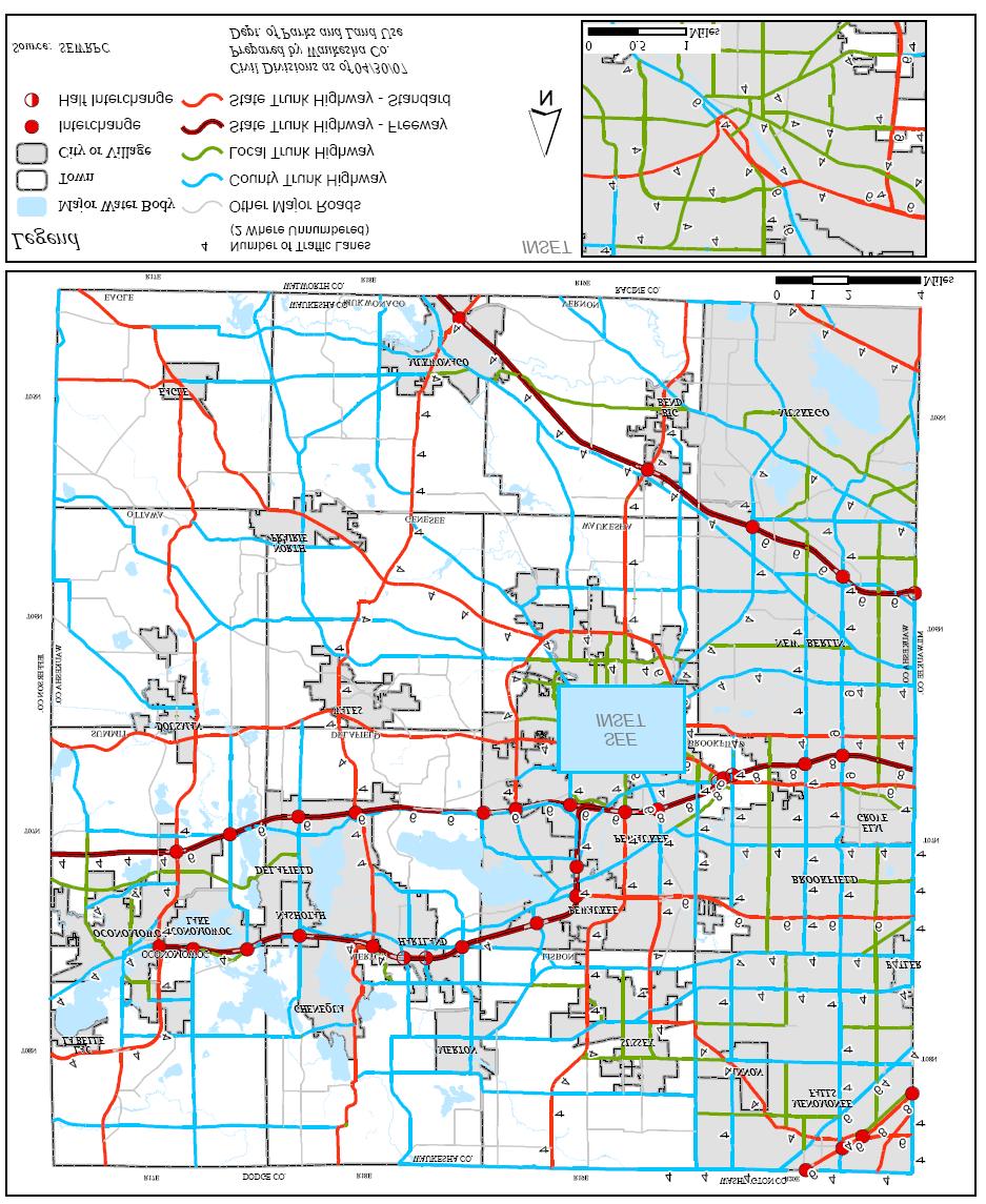 Map VII-1 RECOMMENDED FUNCTIONAL IMPROVEMENTS TO THE ARTERIAL STREET AND HIGHWAY