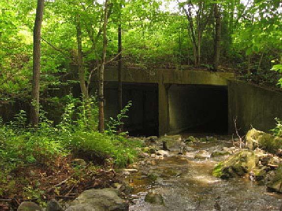 The water depth in each culvert is rarely greater than 0.5 in. This structure is in the Shenandoah Valley between the Allegheny Mountains and the Blue Ridge Mountains.