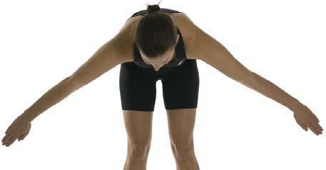 1) Legs shoulder distance apart, lean over so that your arms hang loosely down