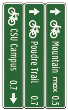 Figures 7-9 Named Trail Sign Assembly for Shared Use Paths This blaze is a modification of the D11-1. It uses both the bicycle and pedestrian symbols, and includes a Trail Name.