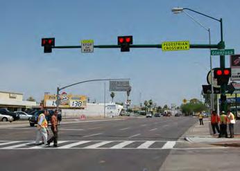 It can also be effective for alerting drivers and crosswalk users to the presence of midblock crossings.