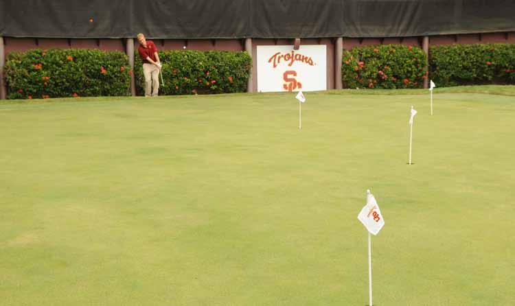 , is located behind Dedeaux Baseball Field on the campus of USC, is night-lighted and provides the Trojan Golf teams with a convenient opportunity to practice chipping, pitching, putting and bunker