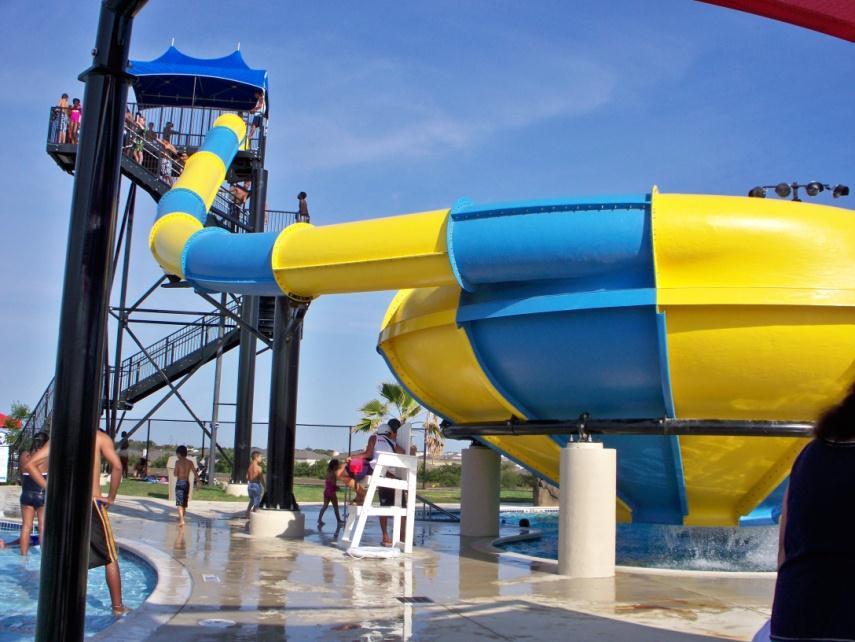 e. The terminus end of the slide will be protected through the use of a float line, wing wall, or other similar impediment to prevent collisions with pool patrons. f. Slides will be kept firmly secured to the deck and maintained in good repair.