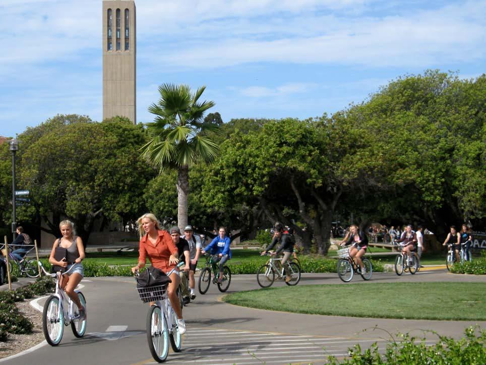 Cycling is perfect for getting around car-free college campuses such as here