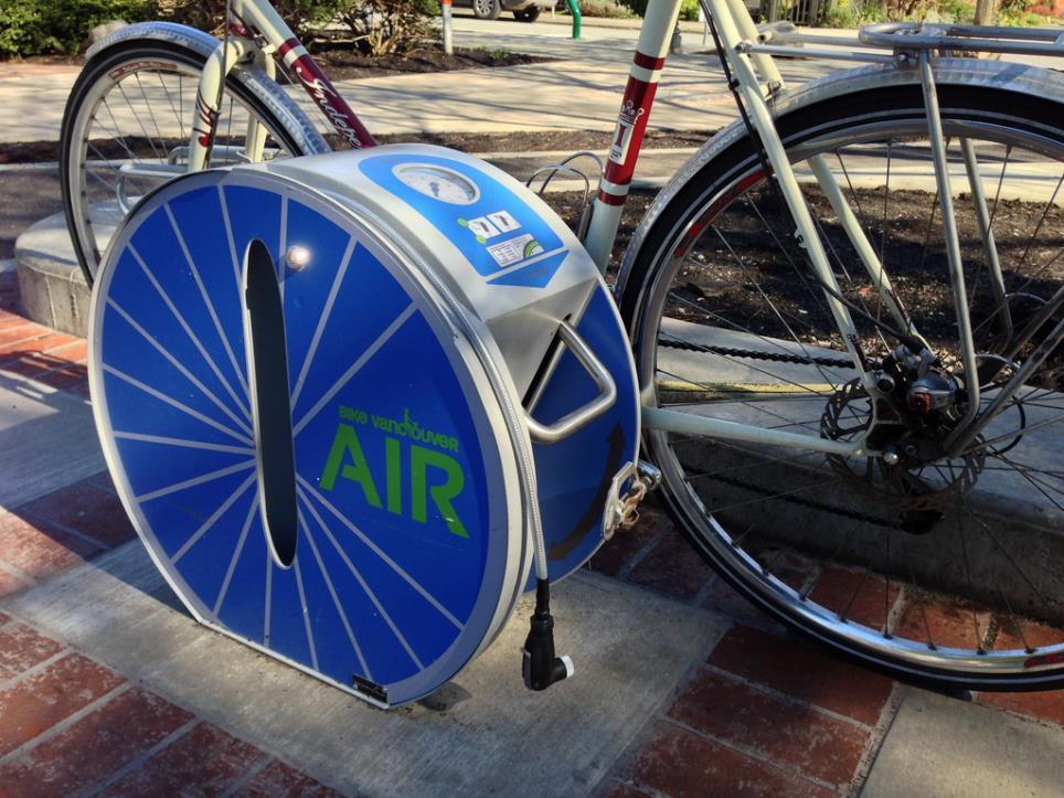 Photo: Paul Krueger Convenient, free air pumps for bikes on local