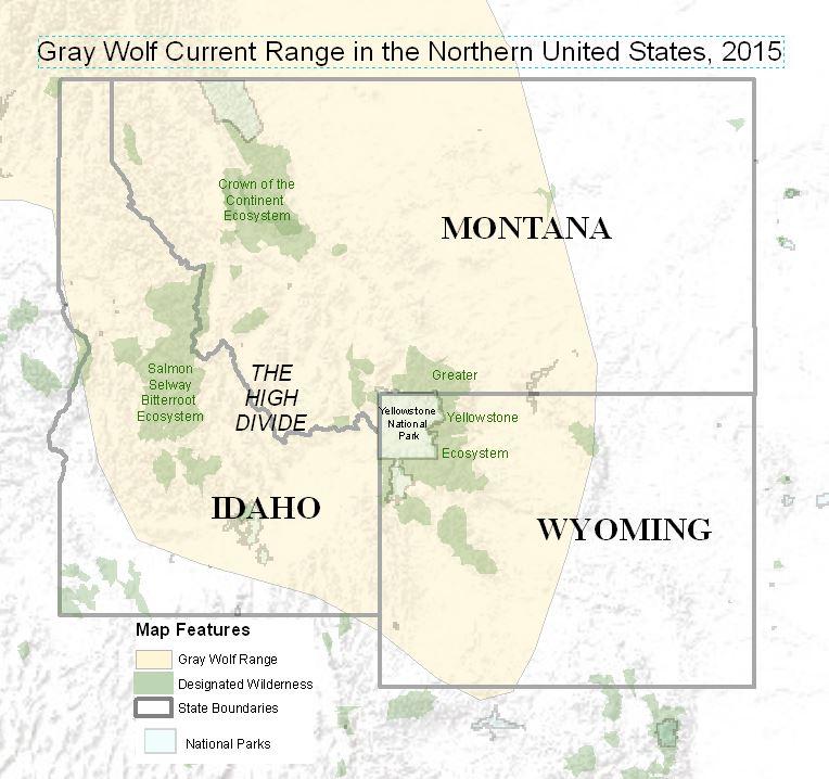 is due to a longer established hunting season as well as a more aggressive anti-predation policy for residents that experience threats to their livelihood and livestock (Montana FWS, 2014; Idaho