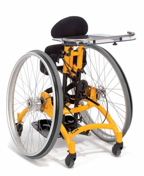 TODD The sporty, agile upright trainer GMFCS Levels III - IV max. 90 kg 85-185 cm 50-97 cm 30-85 cm 0-15 The user can move independently via two large drive wheels.