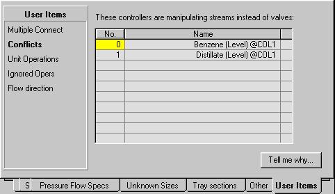Dynamic Tools 2-25 Conflicts Page The Conflicts page lists any streams that have their flows directly controlled by controllers. Figure 2.
